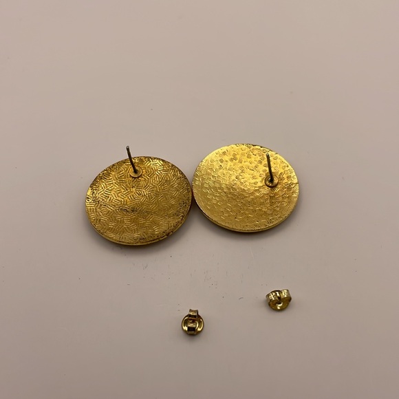 Vintage New Old Stock Cloisonné (Cloisonne) Round Art Deco Stud Earrings (CPN11) - Picture 5 of 5